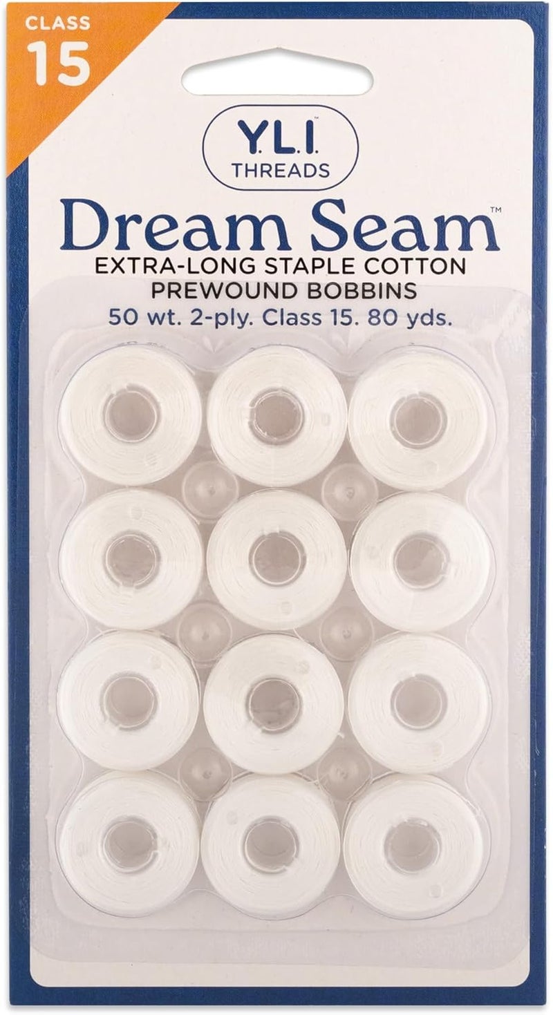 YLI Threads YLI Cotton Quilting Thread – 50 wt Egyptian Cotton for Piecing & Quilting - Low-lint & Strong - Class 15 Prewound Bobbins - Natural White - Image 1